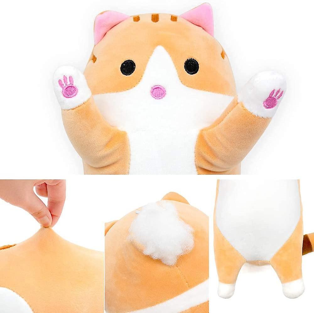 Cute Plush Cat Doll Cat Plush Pillow Doll Toy Soft Cat Stuffed Animals Long Pillow Toy Kitten Body Pillow Gift For Kids And Girlfriend (brown， 70cm)