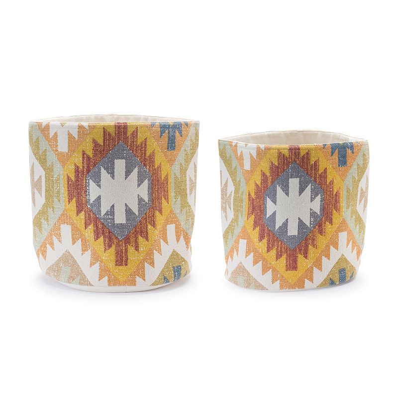 Southwestern Woven Cotton Basket (Set Of 2)