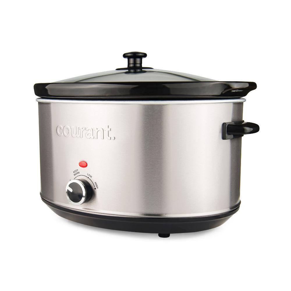 Courant 8.5 qt. Stainless Steel Oval Slow Cooker with Three Cooking Settings MCSC8525ST974