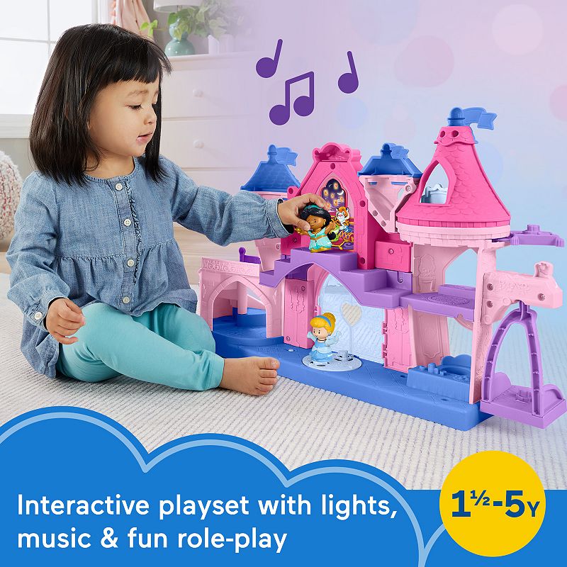 Disney Princess Magical Lights and Dancing Castle Play 4-piece Set by Fisher-Price Little People