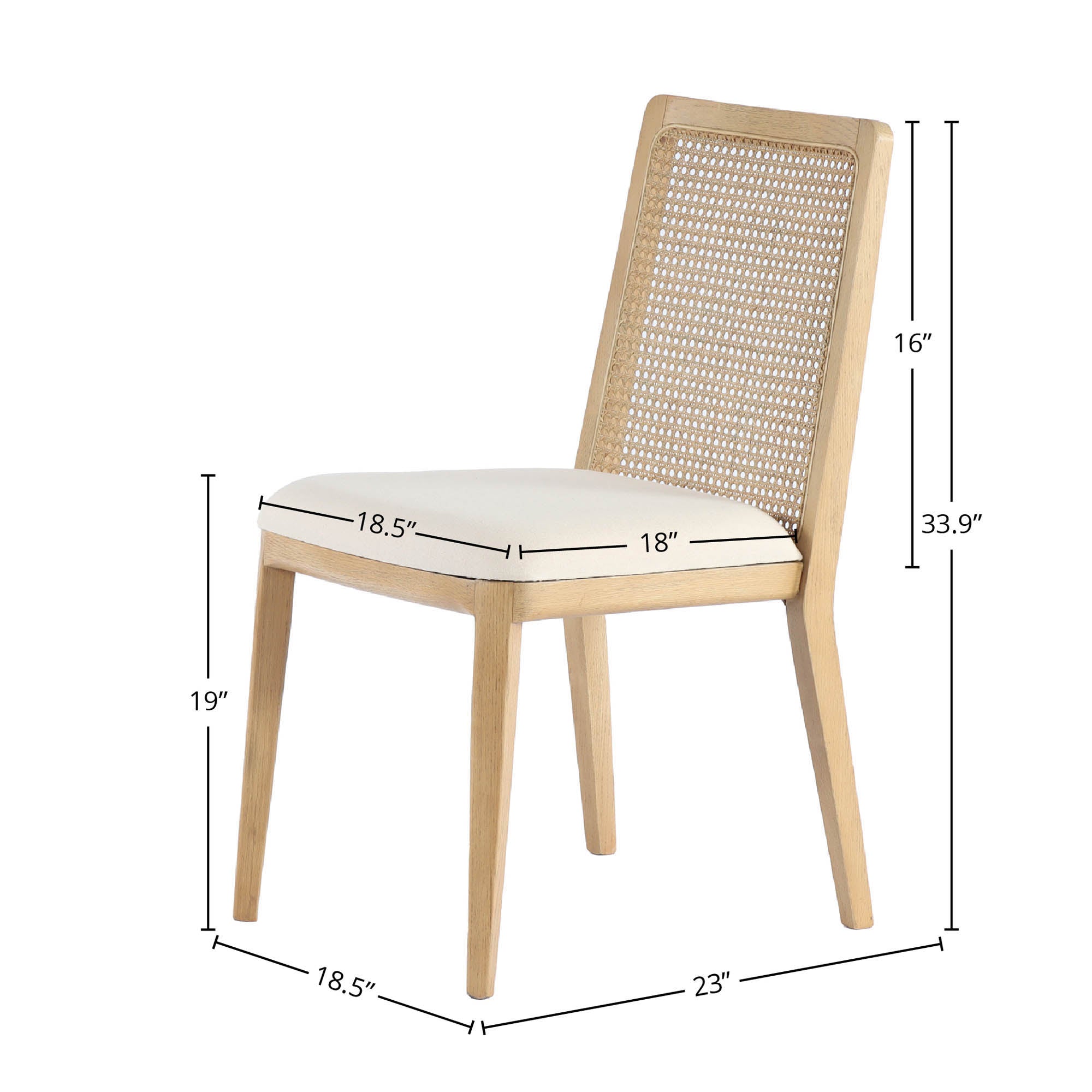 Cane Dining Chair - Oyster Linen/Natural Frame