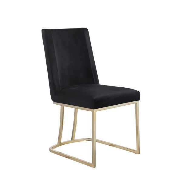 Velvet Upolstered Dining Chairs， Gold Metal Legs (Set of 2)