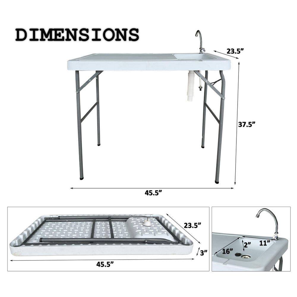 Amucolo Plastic and Steel Outdoor Fish and Game Cutting Cleaning Picnic Table with Sink and Faucet YeaD-CYD0-T9UY