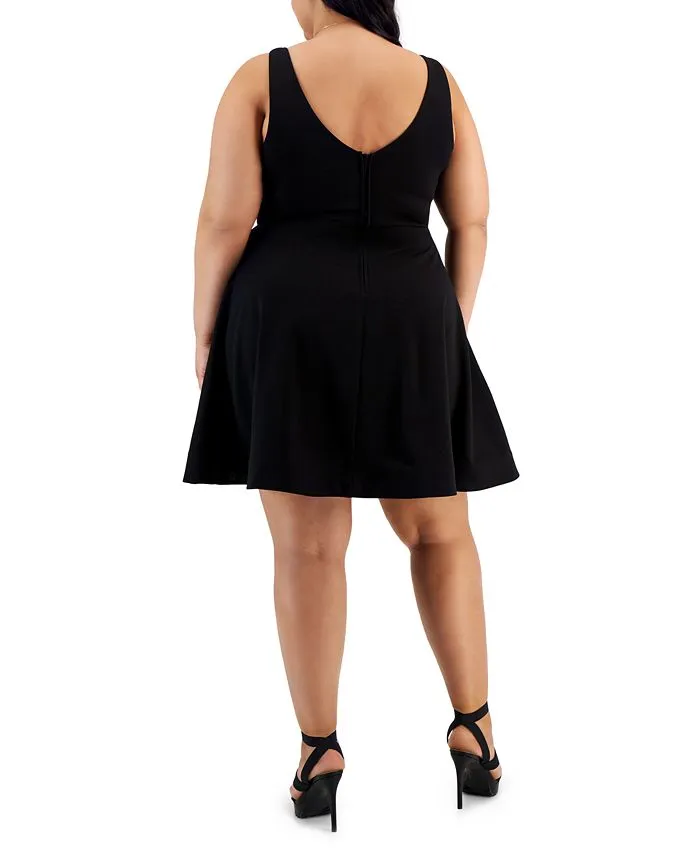 Trendy Plus Size Notched-Neck Tiered-Hem Dress