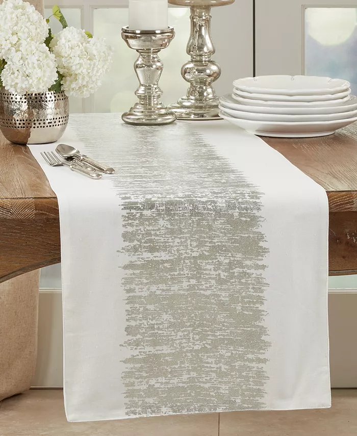 Saro Lifestyle Table Runner with Metallic Banded Design 108 x 16