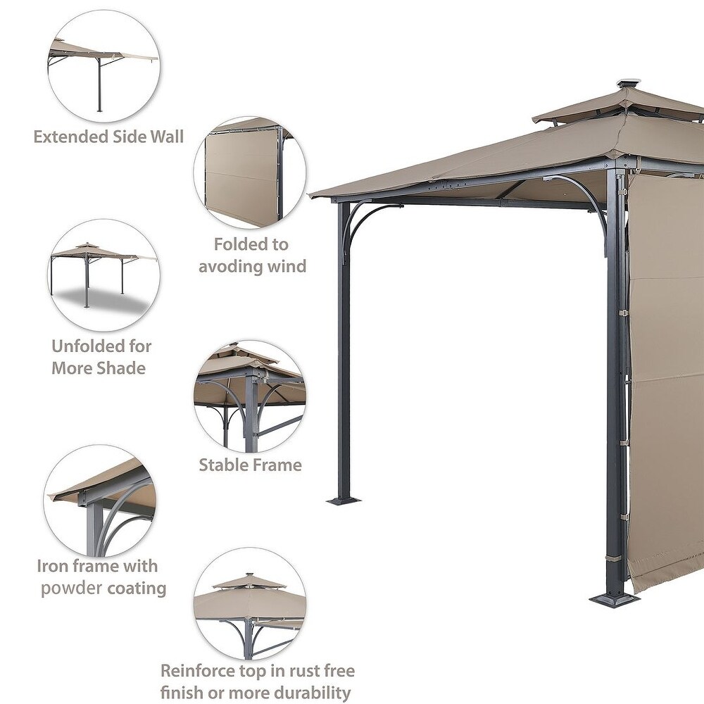 Outdoor 10FT Iron Patio Garden Gazebo with LED Light