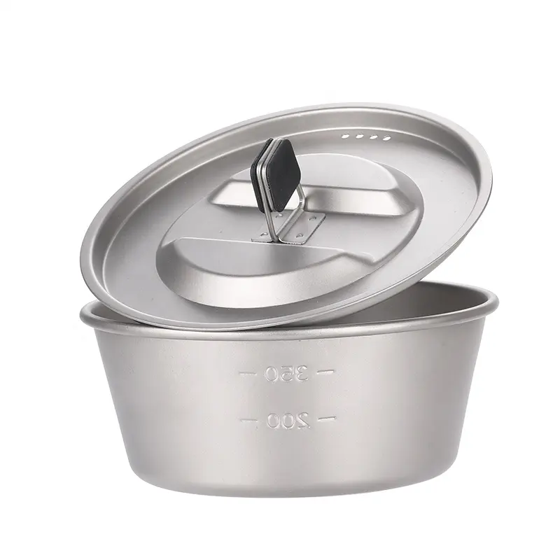 Outdoor Hiking Lightweight Durable Tableware 350ml / 520ml Titanium Bowl Sierra Cup Camping Pot