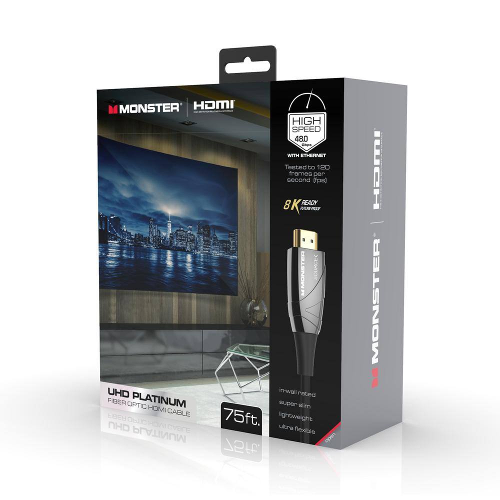 Monster 75 ft. UHD Platinum Fiber Optic HDMI Cable WHV1-1011-BLK