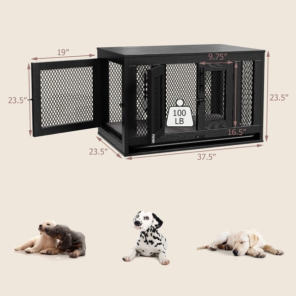 Dog Crate with Cushion and Tray Heavy Duty Dog Kennel Double Doors