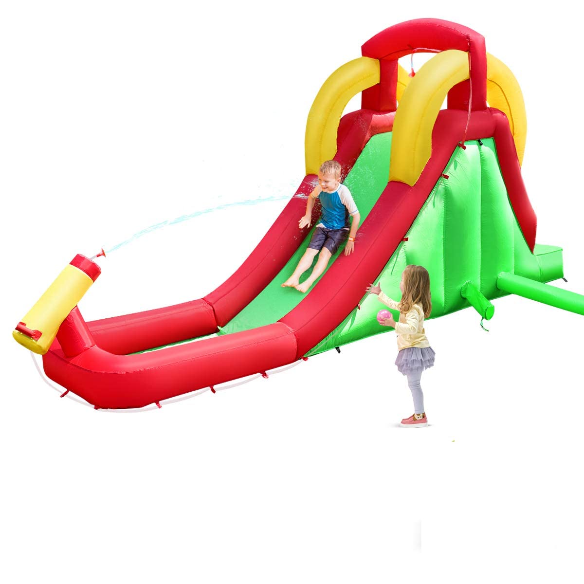 Climb and Long Slide Bouncer w/ Water Cannon for Kids