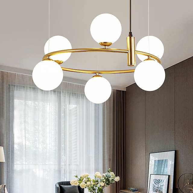 LED Pendant Light 4/6/8-Lights Globe Design Geometric Shapes Flush Mount Lights Metal Sputnik Linear Geometrical Painted Finishes Contemporary Chandeliers 110-240V LED Light Source Included