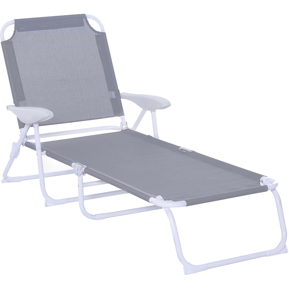 Outsunny Folding Chaise Lounge  Outdoor Sun Tanning Chair  Four Position Reclining Back  Armrests  Iron Frame   Mesh Fabric