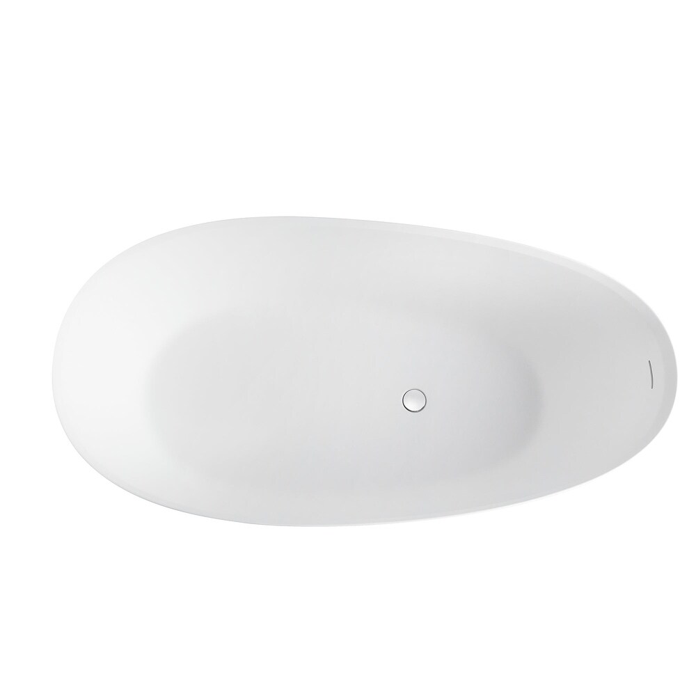 67 in. W Solid Surface Freestanding Flatbottom Soaking Bathtub