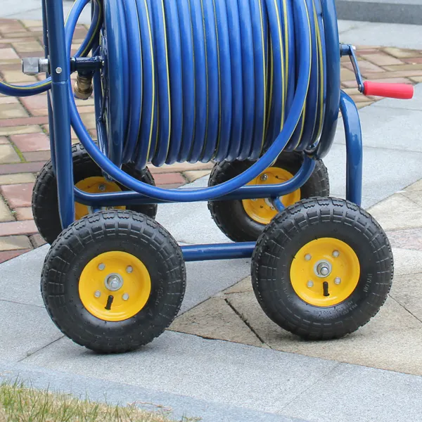 Heavy Duty Outdoor Garden Cart Four  Wheel Metal Garden Hose Reel Cart