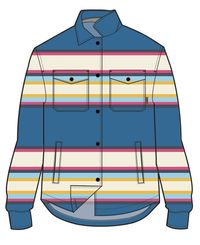 East Recycled Polar Fleece Shirt - Soft Cobalt Mix Up Stripe