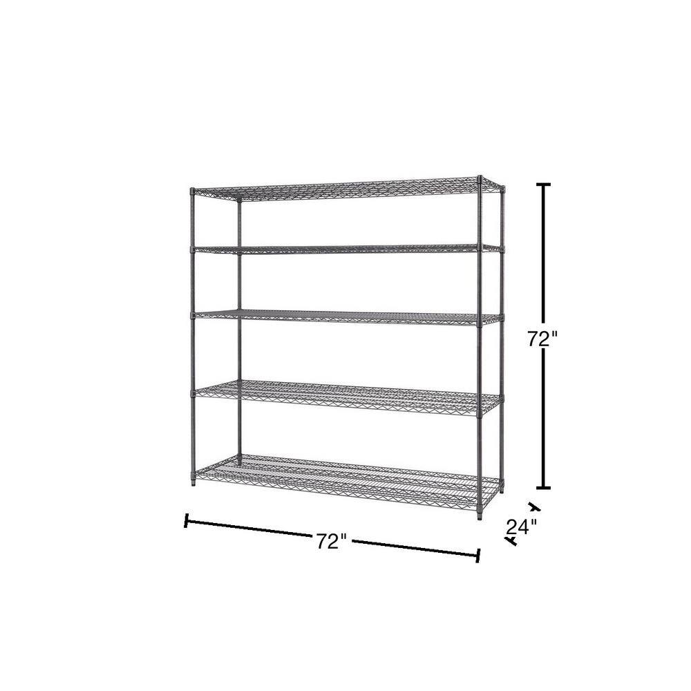 TRINITY PRO Black 5-Tier Steel Wire Garage Storage Shelving Unit (72 in. W x 72 in. H x 24 in. D) TBFPBA-0948