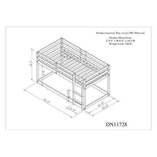 Loft Twin Bed  Gray W50443246