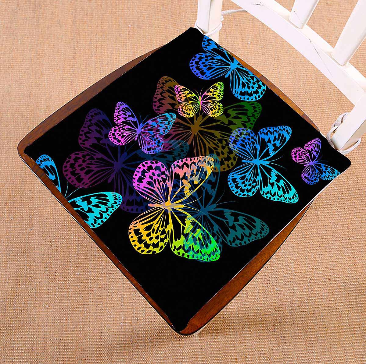 Flying Butterflies On A Black Background Raster Chair Pads Chair Mat Seat Cushion Chair Cushion Floor Cushion 50x50 Cm