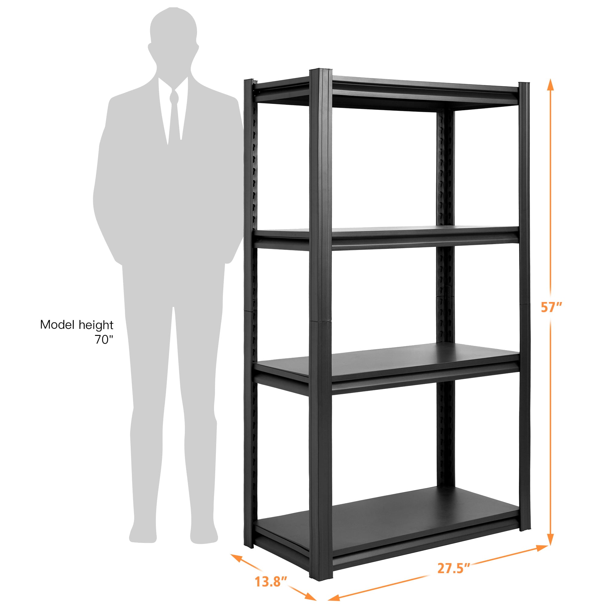 Raybee Garage Shelves Heavy Duty Storage Shelves Metal Shelving Unit with 1600 lbs Capacity Adjustable 4 Tier Garage Organization Shelf Industrial Shelving, 27.5