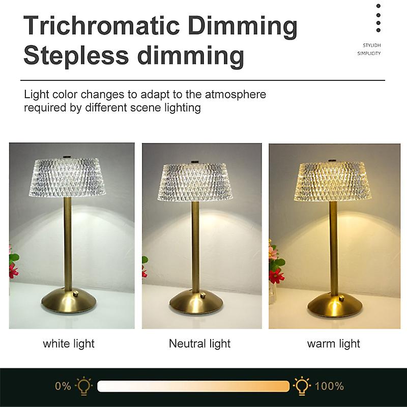 Crystal Table Lamp Acrylic Decoratio Touch Dimming Desk Lamp Led Cordless Rechargeable Bedside Light Atmosphere Night Light