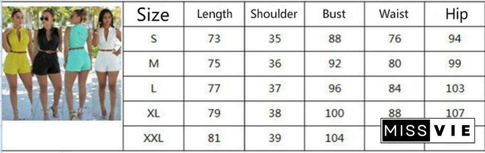 Women's Fashion Candy Color Sleeveless Stand Collar Casual Shorts with Belt Jumpsuit