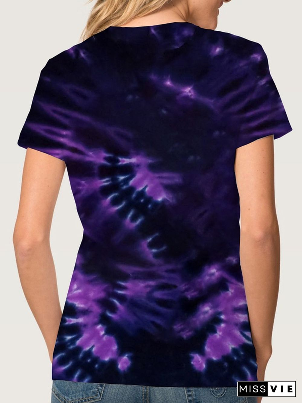 Halloween Tie-dye Grimace Print Short-sleeved T-shirt