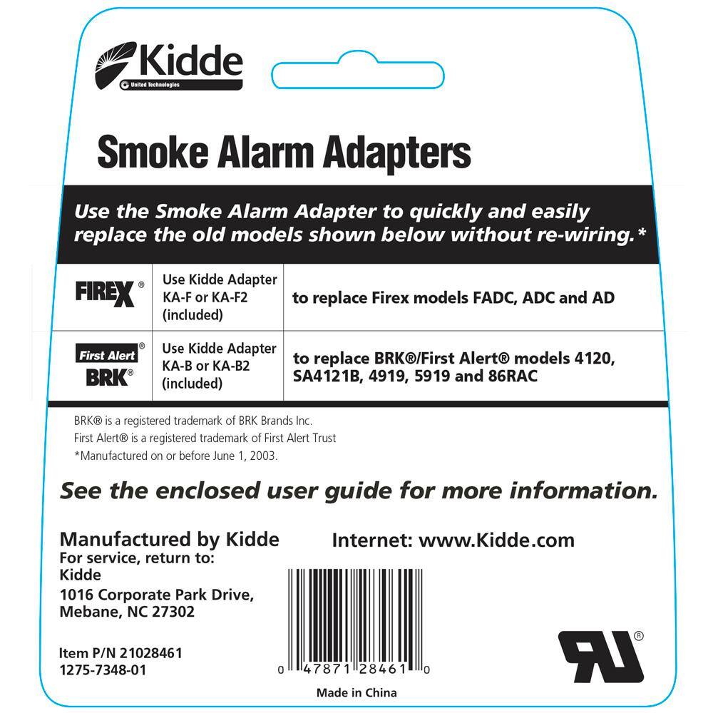 Kidde Hardwired Smoke and Combination Detector Adapters 21028461