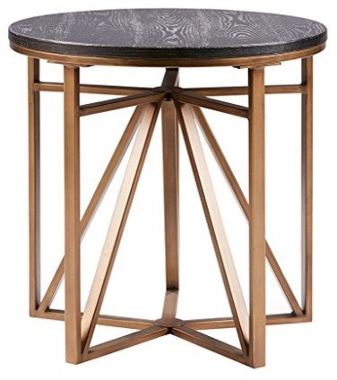 Madison Park Madison Antique Bronze Base Distressed Wood Top Coffee Table   Contemporary   Side Tables And End Tables   by HedgeApple  Houzz