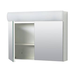 Zenna Home 23.25 in. W x 18.63 in. H Lighted Frameless White Surface-Mount Medicine Cabinet with Mirror 705BL