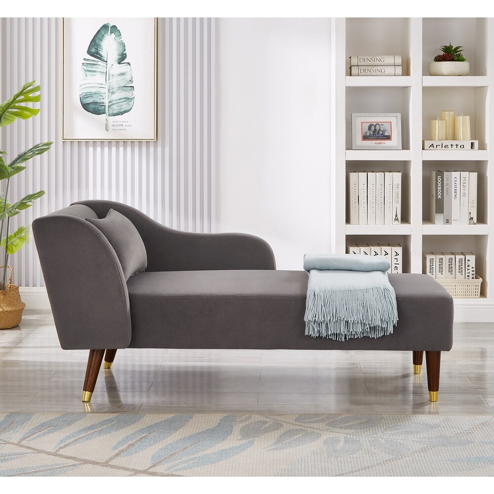 Modern Chaise Lounge Chair Velvet Upholstery