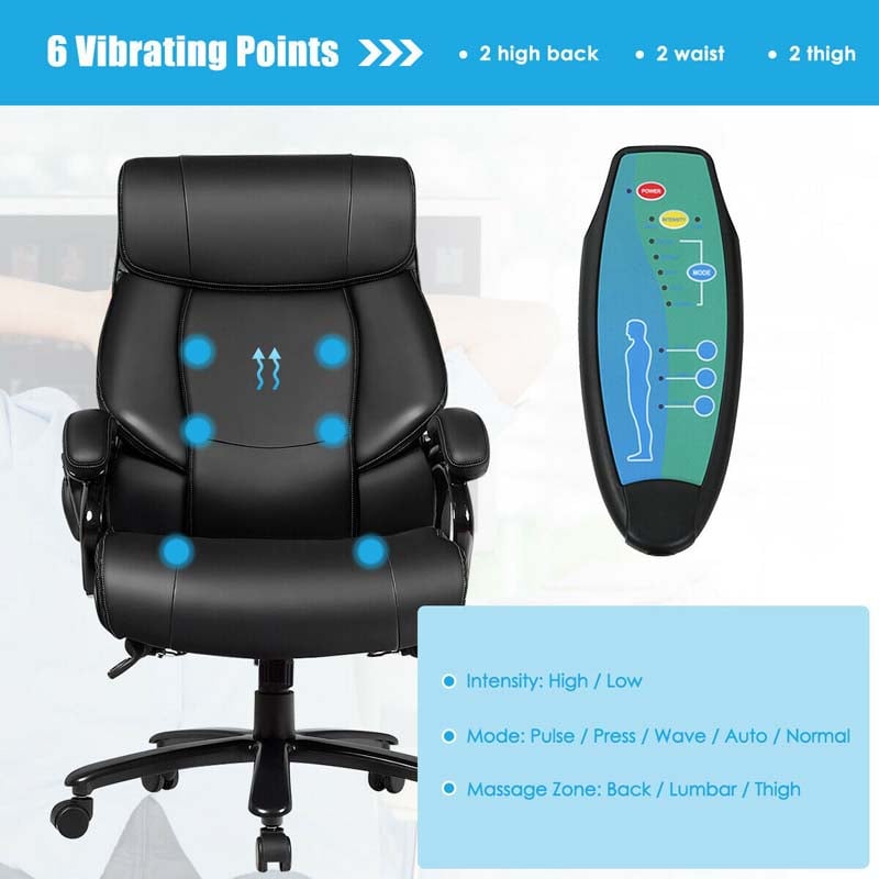 400 LBS Big & Tall Massage Office Chair PU Leather Executive Chair High Back Computer Desk Chair