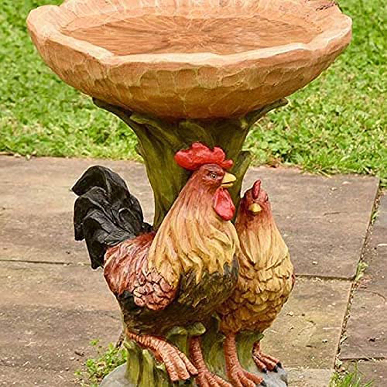 Summer Clearance Cafuvv Beautiful Sunflower Bird Bath Brown Pedestal Handmade For Outdoor