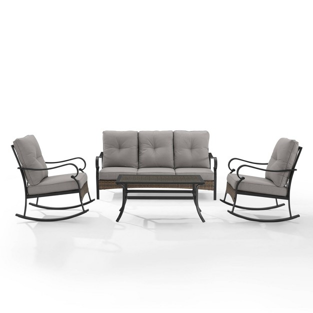 4pc Dahlia Outdoor Steel Sofa Set Taupe matte Black Crosley