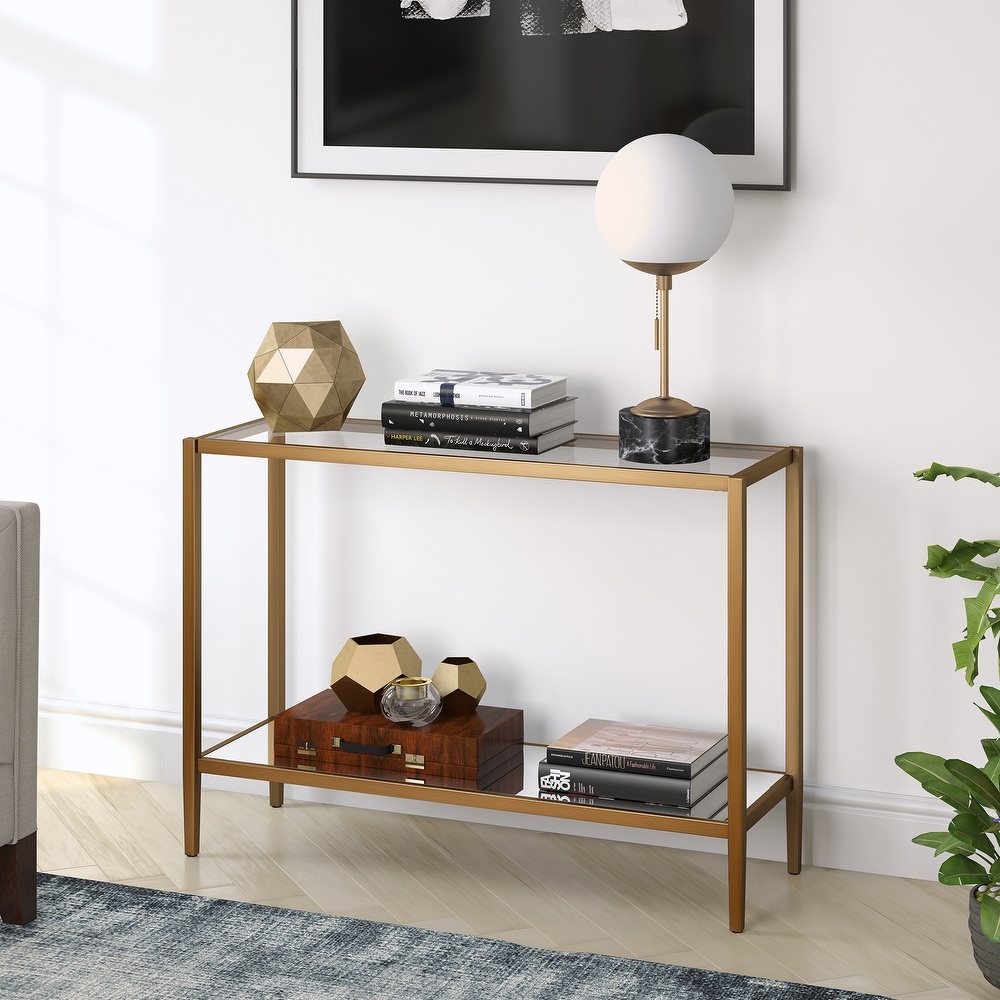 Hera Rectangular Console Table with Mirror Shelf