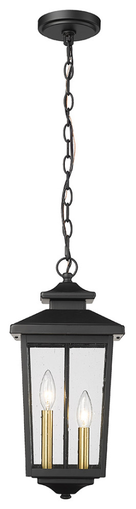 2 Light 8.3 quotPowder Coat Black Outdoor   Traditional   Outdoor Hanging Lights   by Millennium Lighting Inc  Houzz