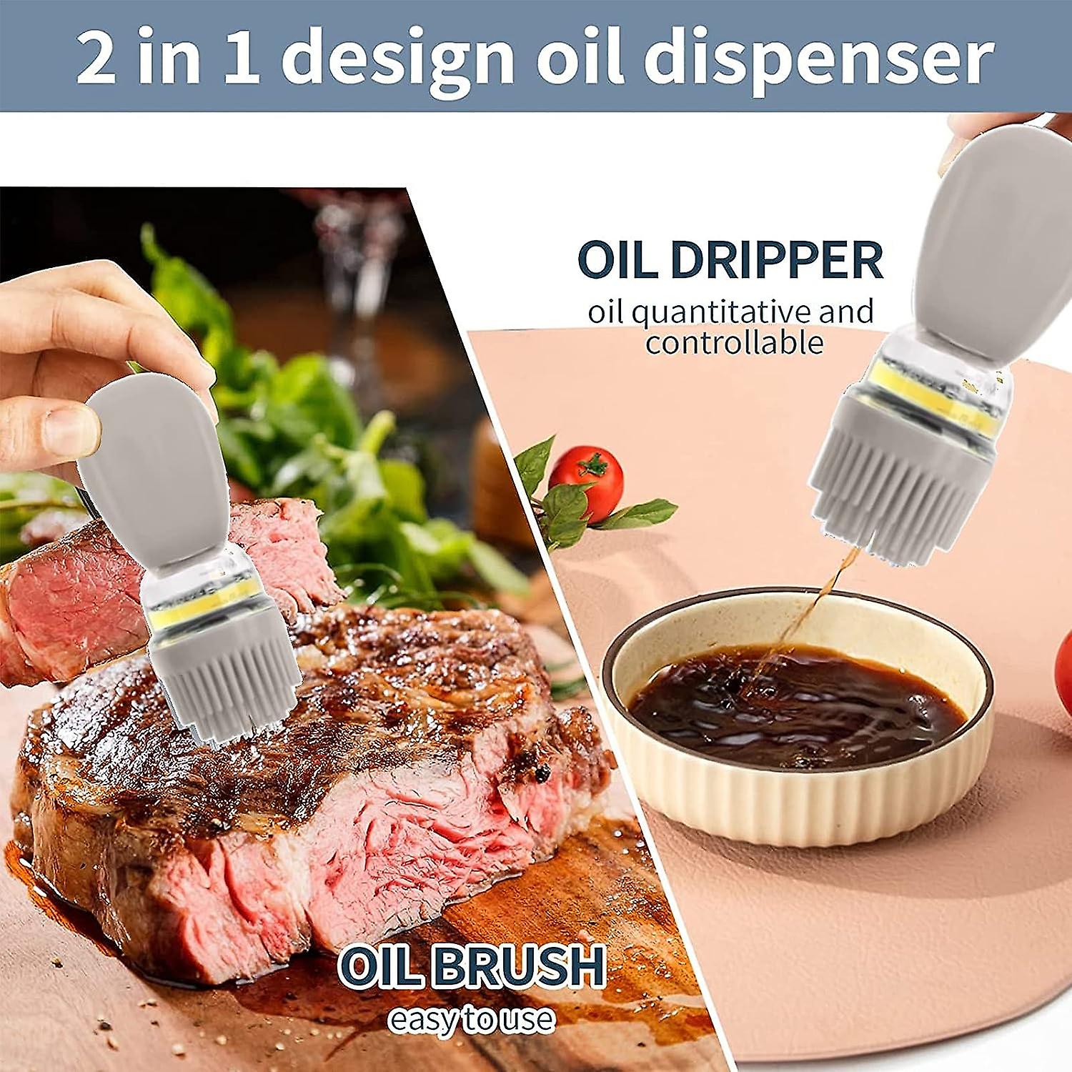 Oil Dispenser Bottle， 2 In 1 Glass Olive Oil Dispenser Dropper Bottle Cooking Oil Dispenser Container Bottle For Cooking， Barbecuing (s-brown)