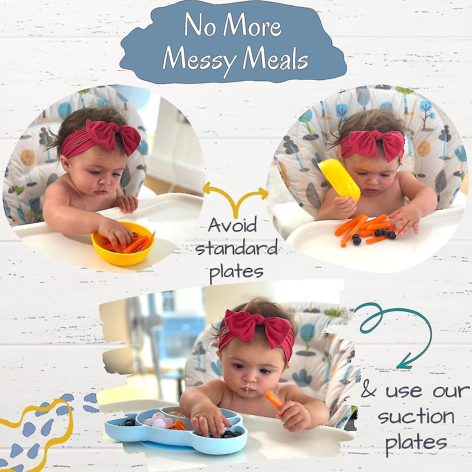 Baby Suction Plate - Non Slip Silicone Baby Weaning Plate - Stay Put Toddler Feeding Plate With Suct