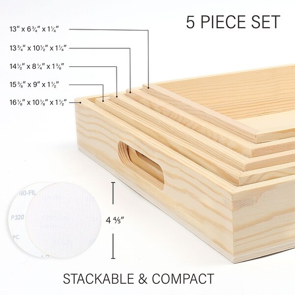 Wooden Nested Serving Trays with Handles