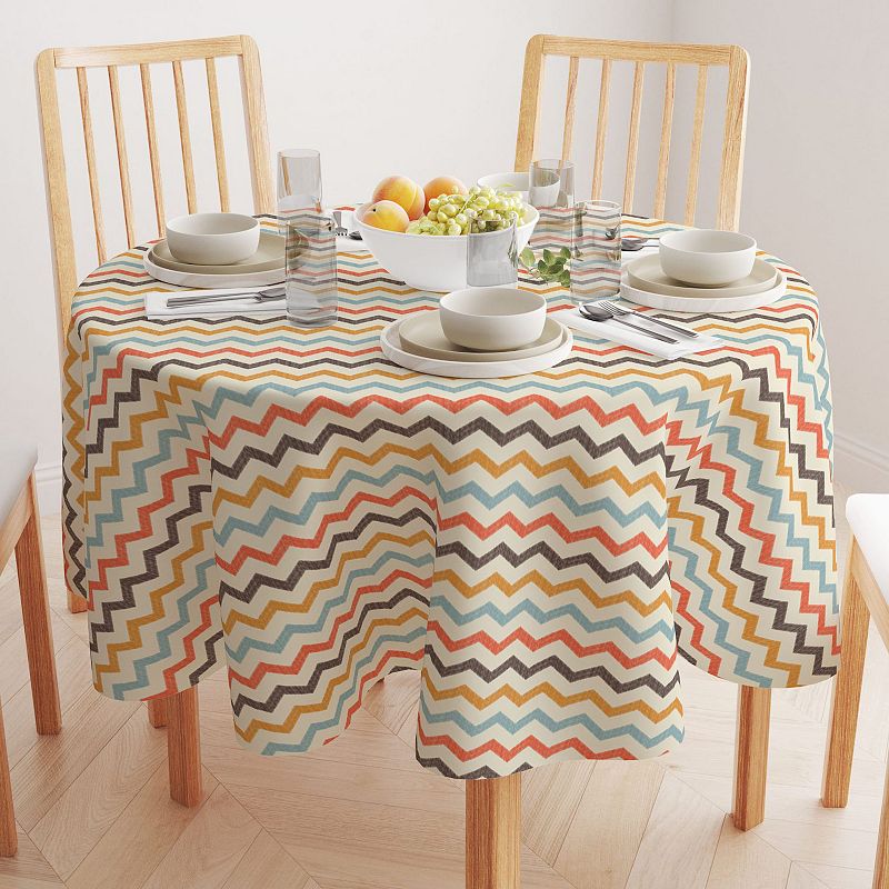 Round Tablecloth， 100% Polyester， 70 Round， Chevron Illustration