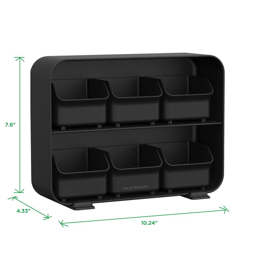 Mind Reader Clutch 6-Drawer 90-Bag Black Tea Bag Holder STBORG-BLK