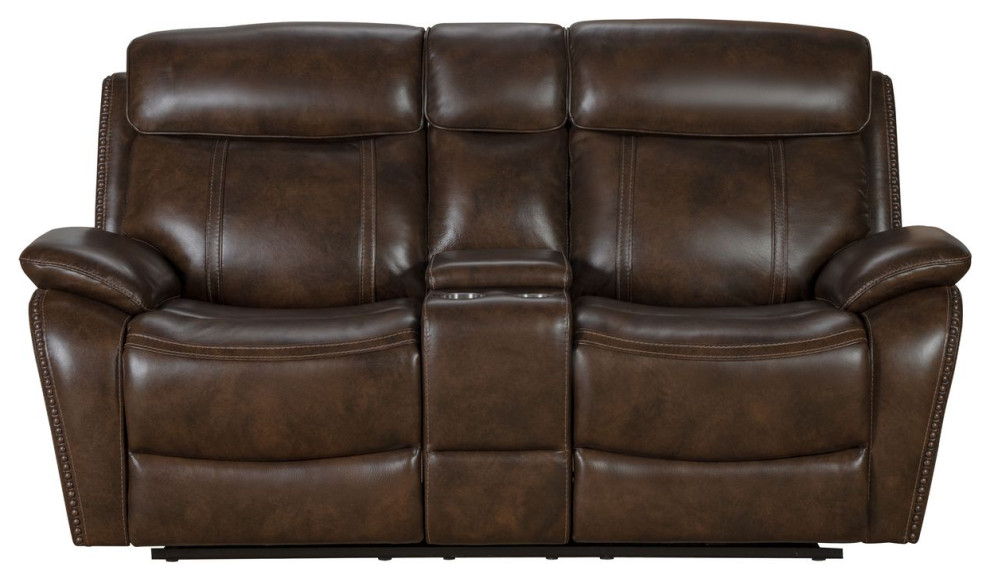 BarcaLounger Sandover Power Reclining Console Loveseat   Chocolate   Contemporary   Loveseats   by Unlimited Furniture Group  Houzz