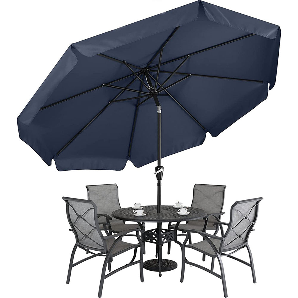 Valance Patio Umbrella For Outdoor Table Market -8 Ribs (9Ft, Navy Blue)