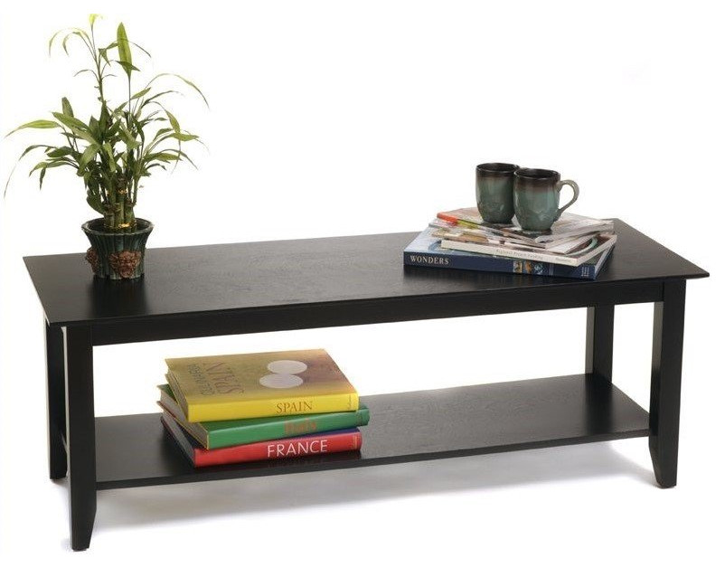 Convenience Concepts American Heritage Coffee Table in Black Wood Finish   Transitional   Coffee Tables   by Homesquare  Houzz