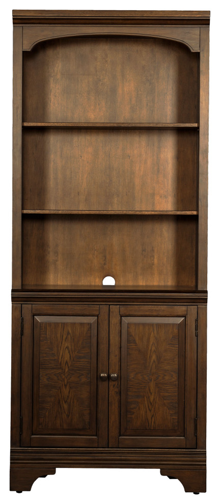 Hartshill Bookcase With Cabinet Burnished Oak   Modern   Bookcases   by Modon  Houzz