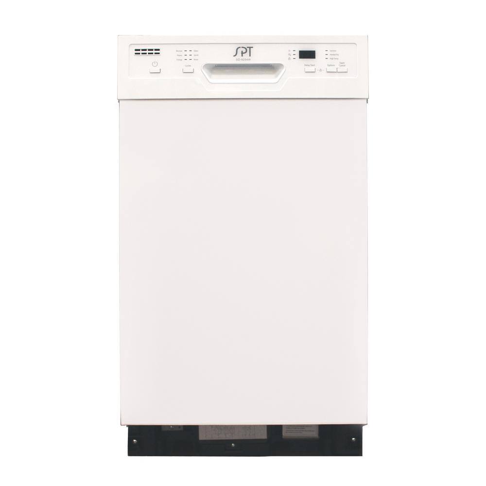 SPT 18 in. White Front Control Dishwasher 120-Volt with Stainless Steel Tub SD-9254WB