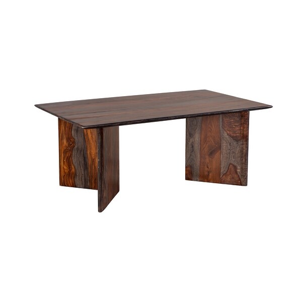 Porter Designs Cambria Transitional Solid Sheesham Wood Coffee Table， Gray