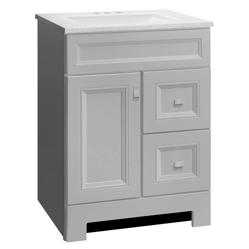 Home Decorators Collection Sedgewood 24.5 in. W x 18.8 in. D x 34.4 in. H Freestanding Bath Vanity in Dove Gray with Arctic Solid Surface Top PPLNKDVR24D