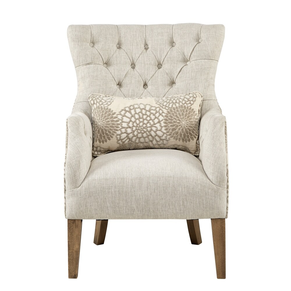 Madison Park Furlong Beige Accent Chair with Back Pillow