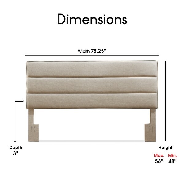 Serta Palisades Upholstered Headboard， King Size， Soft Beige - - 21827962