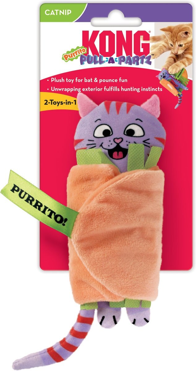 KONG Pull-A-Partz Purrito Plush Cat Toy with Catnip